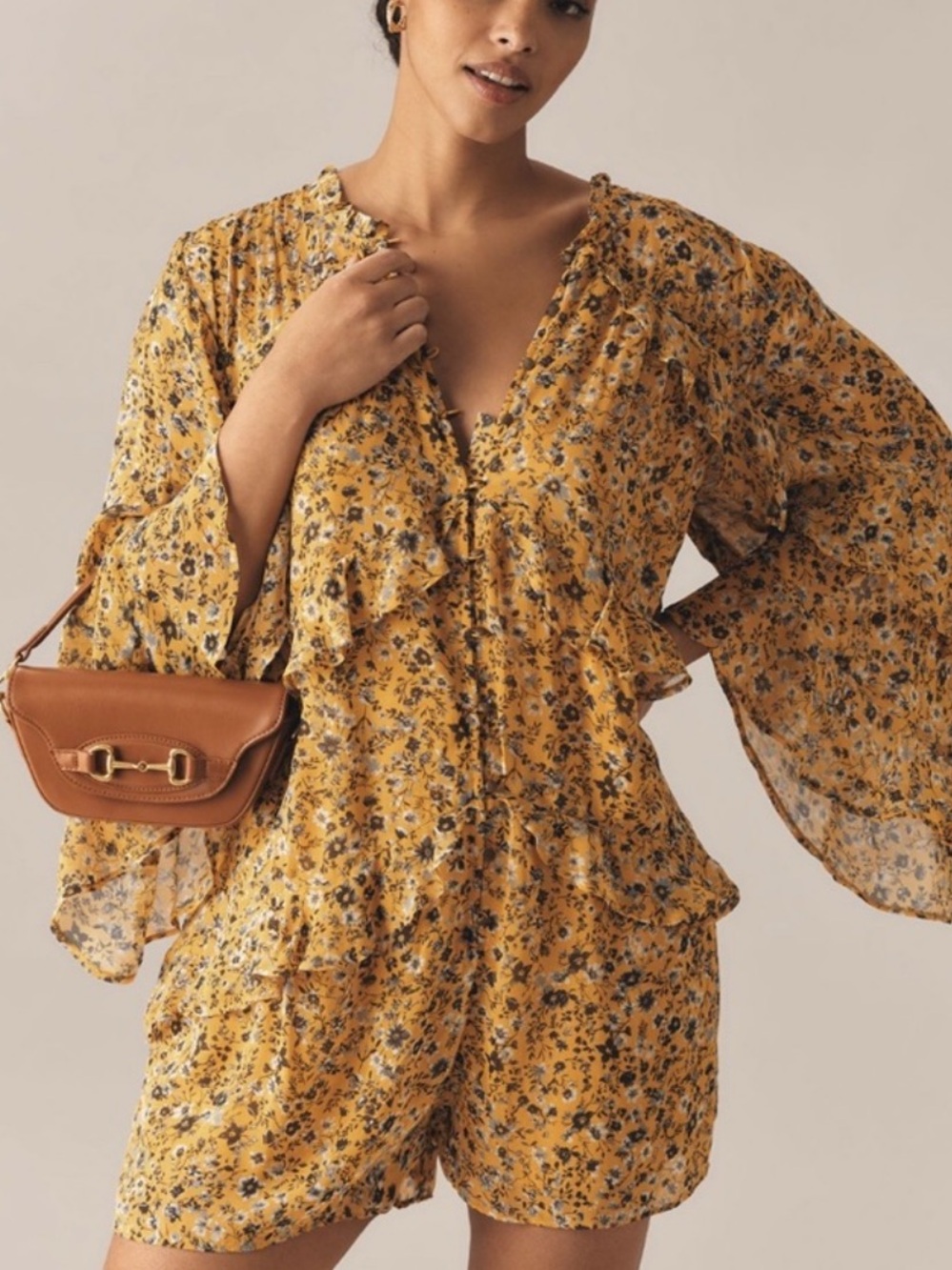By Anthropologie Ruffle Swing Romper